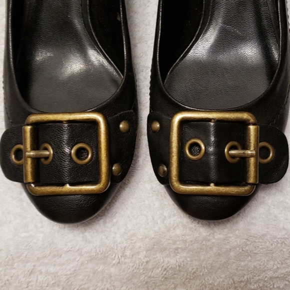 Jessica Simpson Ocho wedge heels,black leather, 7 - Picture 3 of 11